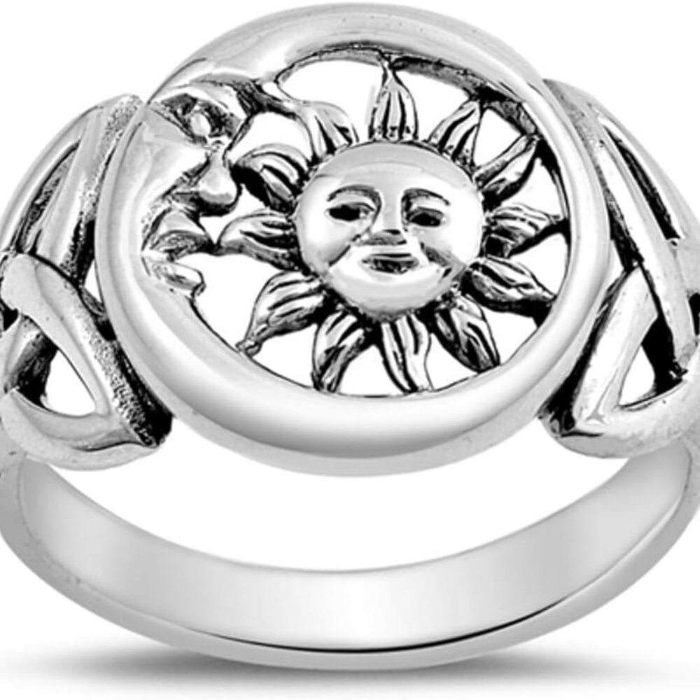 Sun Moon Universe Cute Ring New .925 Sterling Silver Celtic Knot Band Sizes 5-10